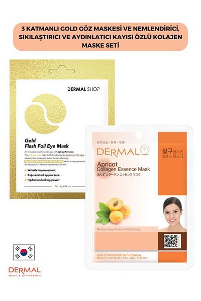 Dermal 3-layer Gold Eye Mask - Moisturizing, Firming and Brightening Apricot Extract Collagen