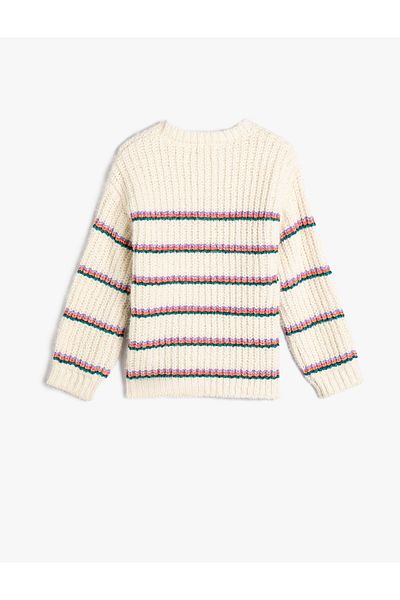 Koton Knitted Sweater Long Sleeve Round Neck Ribbed