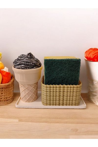 Maflen Biscuit Sponge Box with Tray Ice Cream Cone Dish Wire Holder Decorative Kitchen Organizer