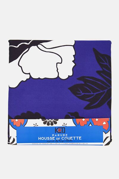 Kenzo Queen Size 2 Pieces Floral Printed Duvet Set 240 L x 220 H cm, Navy Combo