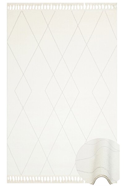 Eko Halı URBAN URB 02 WHITE Etnik Desenlere Sahip Hav Toz Vermez Yumuşak Doku...