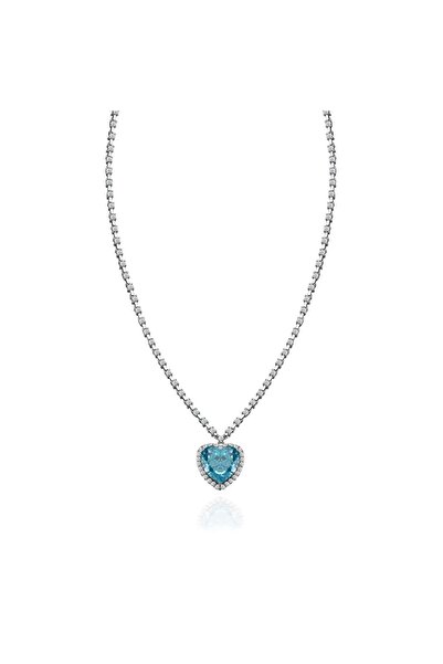 Si Jewels BLUE AQUA MARINE KALPLİ GERDANLIK KOLYE