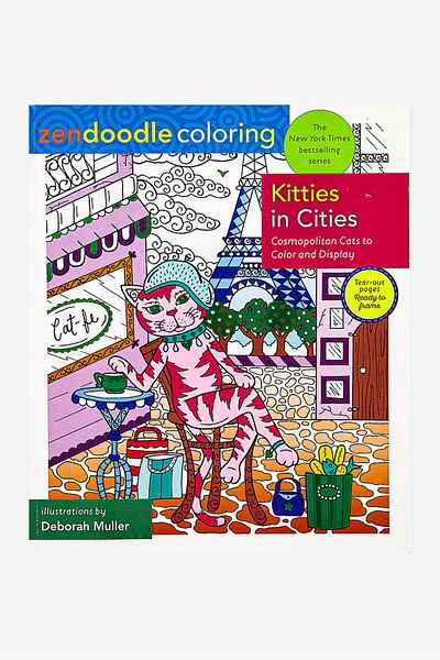 Deborah Muller Zendoodle Coloring Books Kitties In Cities, White Combo