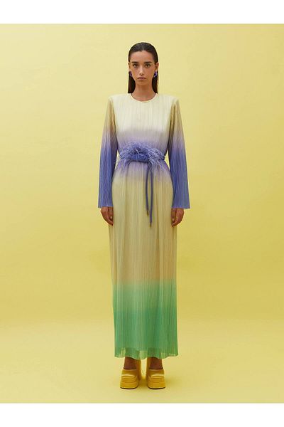 BAQA Gradient Tulle Pleat Detailed Dress