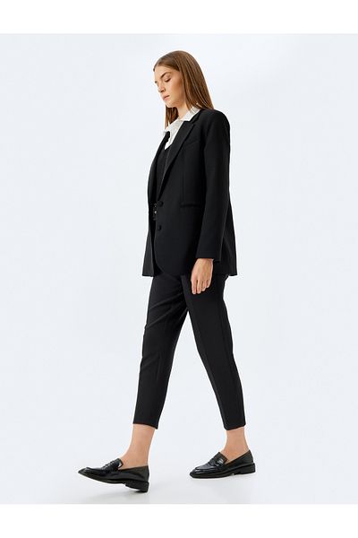 Koton Pocketed Belt Detailed Short Leg Cigarette Fabric Trousers