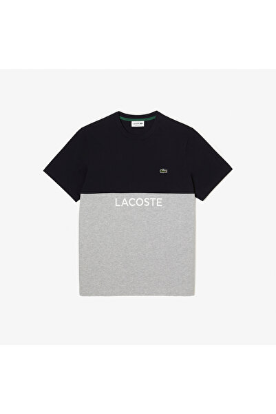 Lacoste Erkek Regular Fit Bisiklet Yaka Renk Bloklu Siyah T-Shirt