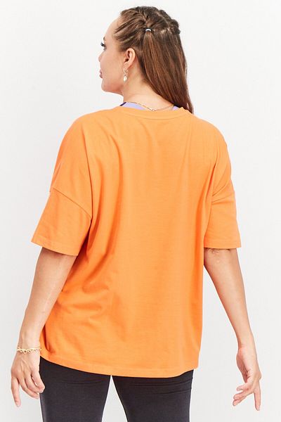 Tchibo Women Comfort Fit Short Sleeve Solid Training Top, Orange