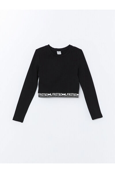 LC Waikiki Crew Neck – dívčí triko s dlouhým rukávem s potiskem