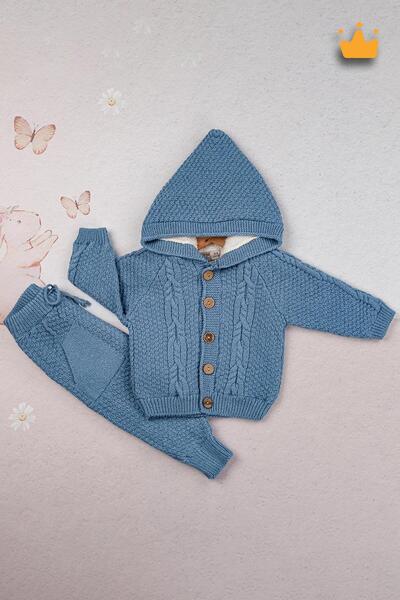 Babyhola Triko Hırka Içi Velsoft Pantolon Içi Astarlı Kız Erkek Bebek Takım 2805