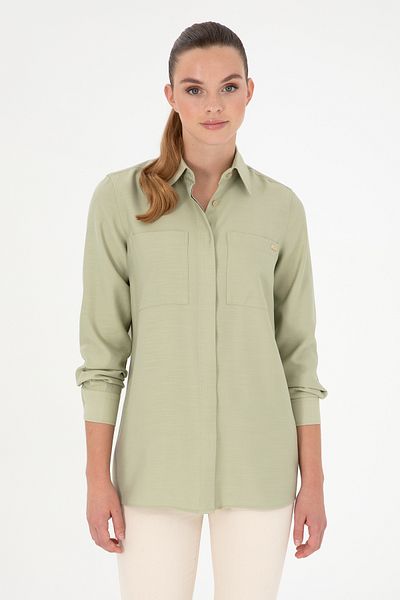 U.S. Polo Assn. Women's Light Khaki Long Sleeve Tunic Shirt 50293568-Vr183