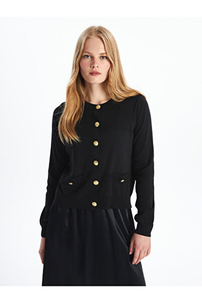 LC Waikiki Women's Knitwear Cardigan - Crew Neck, Solid Long Sleeve