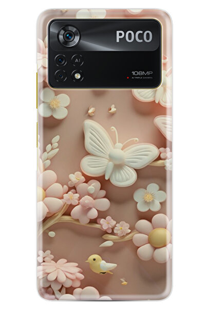 Kılıfland Xiaomi Poco X4 Pro Kılıf Boutique Baskılı Resimli Pembe Kelebekler ...