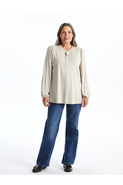 LC Waikiki Gray Crew Neck Women's Blouse