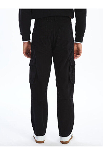 LC Waikiki Black Standard Fit Gabardine Men's Cargo Pants