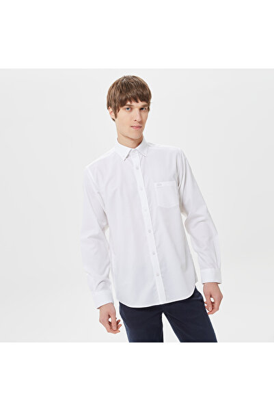 Lacoste Erkek Regular Fit Düğmeli Yaka Beyaz Gömlek