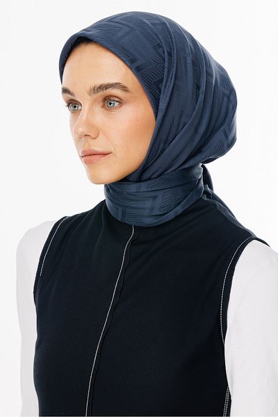 Mooncorn Μεταξένιο ζακάρ κασκόλ με σχέδιο Anthracite Viora
