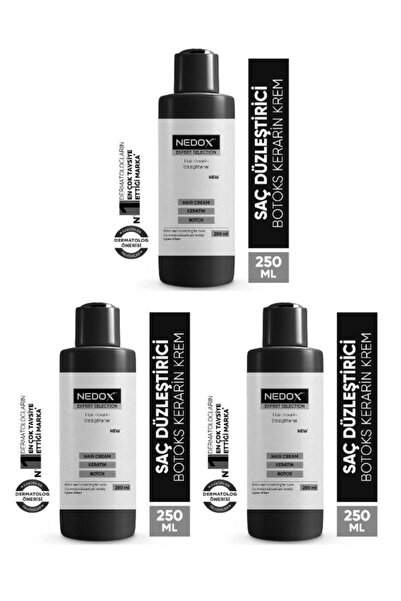 NEDOX  3 Adet Saç Düzleştirici,şekillendirici Keratin Botoks Krem 250 ml