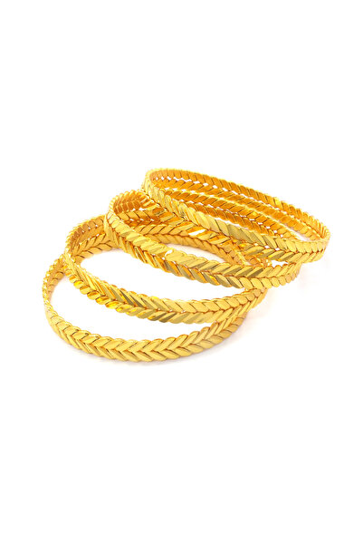 FerizZ Altın Kaplama Başak Model Adana Burması 8 mm 4'lü Bilezik Set BSET-101