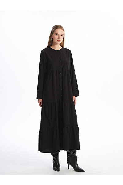 LC Waikiki LCW Modest Siyah Bisiklet Yaka Kadın Elbise