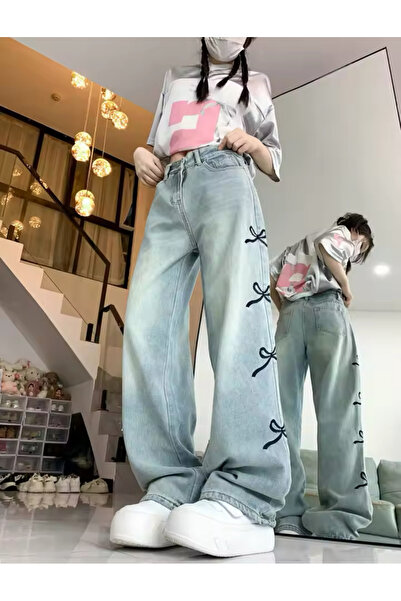 DEEFWEAR Y2k Trend Fiyonk Nakış Jean Pantolon