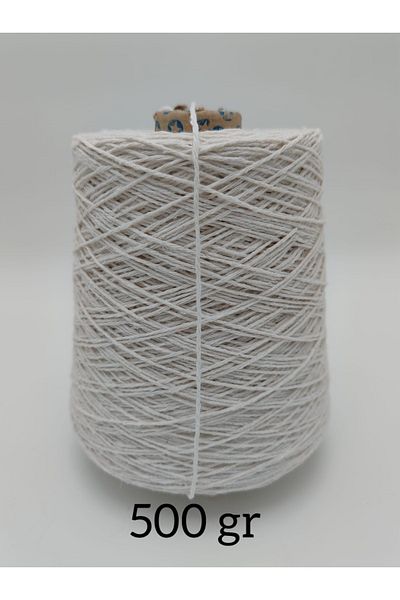 kumasfabrik (500 جرام) خيط قطني محبوك يدويًا - خيط قطني - خيط محبوك يدويًا - خيط موتيف / لون إكرو