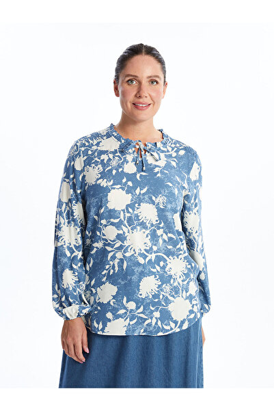 LC Waikiki Γυναικεία μπλούζα με στάμπα γιακά - γραβάτα LCW