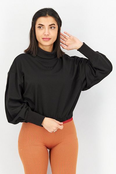 Puma Women Sportswear Fit Long Sleeve Embroidered Logo Sweatshirt, Black