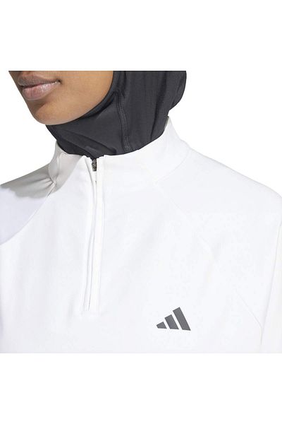 adidas Train Essentials 1/4 Zip Women's White Judge Collar Sweatshirt