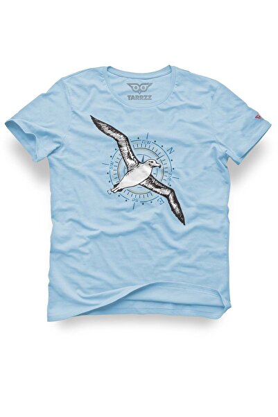 Tarrzzcom تي شيرت بتصميم الباتروس - للجنسين 100% قطن أزرق فاتح عادي للرجال وا...