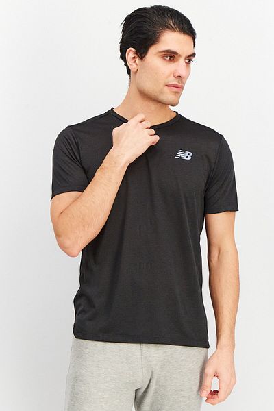New Balance Men Athletic Fit Short Sleeve Running T-Shirt, Black