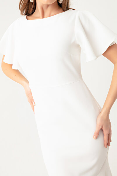 Lafaba Dámské bílé šaty Flounce Midi