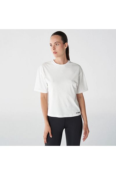 hummel T-mt Ultra Boxy Short γυναικείο λευκό μπλουζάκι με στρογγυλή λαιμόκοψη