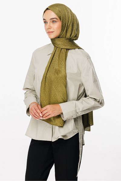 Mooncorn Γυαλιστερό σάλι ζακάρ με μοτίβο Soft Green Forever