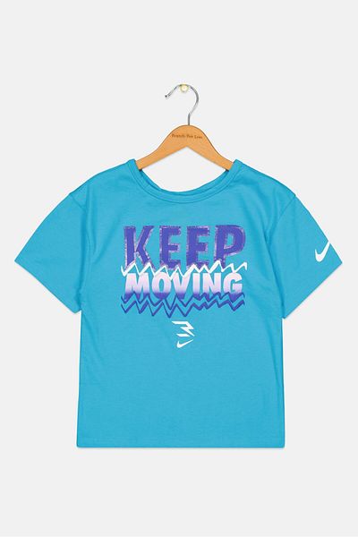 Nike Kids Girl Sportswear Fit Short Sleeve Outdoor T-shirt, Blue