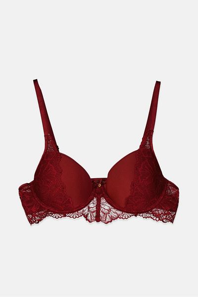 Tchibo Women Lightly Padded Wired Bra, Maroon