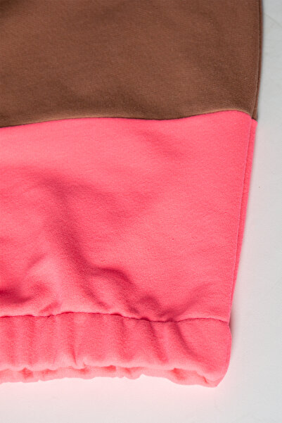 VEAVEN Γκρι, καφέ και φούξια φούτερ Three Block Unisex Trend Model - Μισό φερμουάρ, Άνετη εφαρμογή