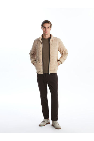 LC Waikiki Bej Slim Fit Dik Yaka Erkek Mont