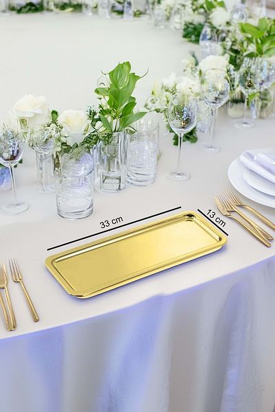 Jenisa Rectangular Gold Color Coffee Pastry Serving Presentation Tray 1 Piece