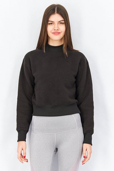 Puma Women Sportswear Fit Long Sleeve Textured Sweatshirt, Black