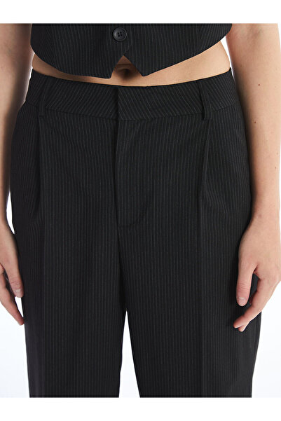 LC Waikiki Black Striped Women's Trousers