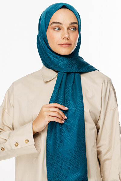 Mooncorn Petrol Blue Forever Pattern Γυαλιστερό Σάλι Ζακάρ