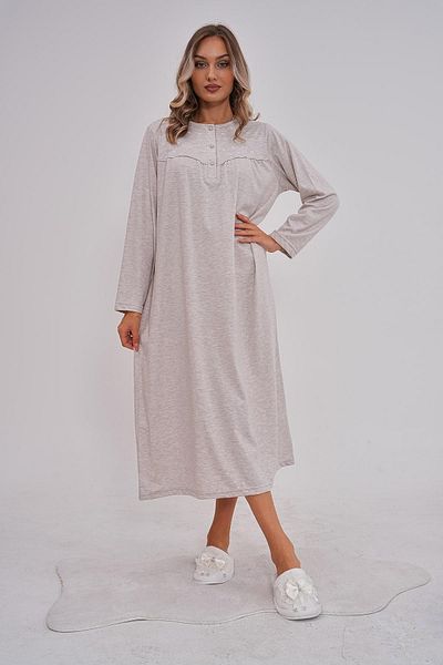 Mecit Pijama Women's Long Sleeve Mother Nightgown 80% Cotton 20% Viscose