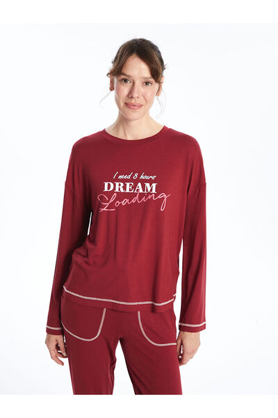 LC Waikiki Lcwk Bisiklet Yaka Baskılı Kadın Pijama Takımı