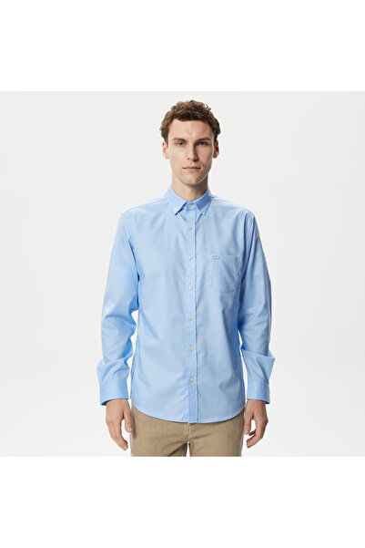 Lacoste Erkek Regular Fit Düğmeli Yaka Mavi Gömlek