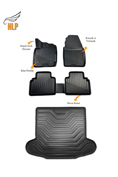 Black Gold Renault Symbol 2013-2018 3D Birebir Uyumlu Also Paspas Ve Bagaj Havuzu Seti