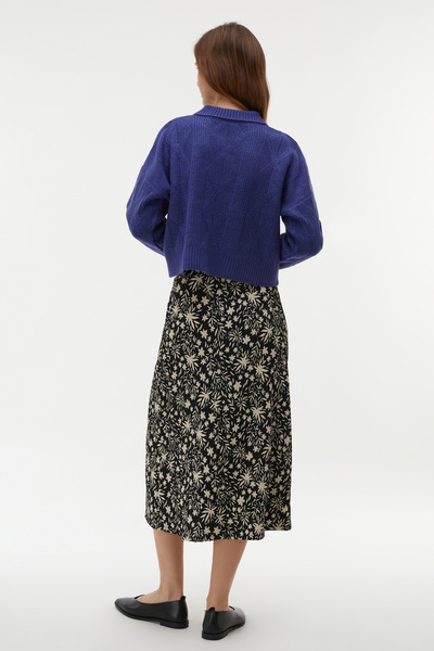 Mudo Flower Printed A-Line Midi Skirt
