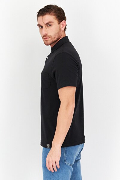 Vince Camuto Men Regular Fit Plain Short Sleeves Polo Shirt, Black