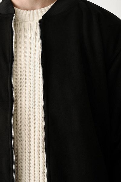 Valiberta Nubuck Lined Double Pocket Zippered Men's Jacket/Mont - Black