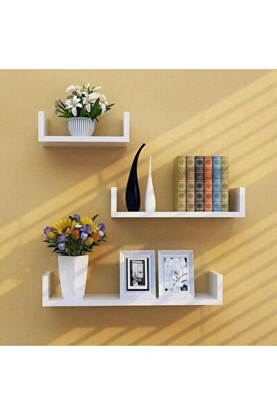 Tuliplife DEKORATİF BEYAZ UÇAN DUVAR RAFI