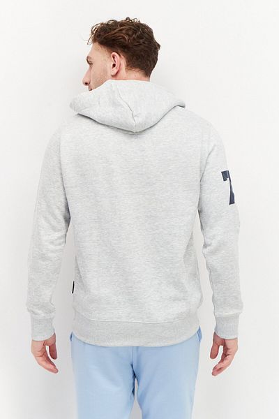 French Connection Men Hooded Long Sleeve Graphic Sweatshirt, Grey